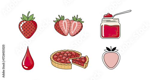Strawberry desserts and fruits