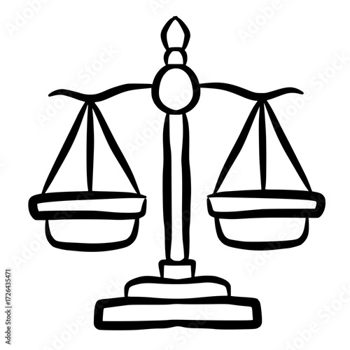 Scale balance justice law court outline illustration