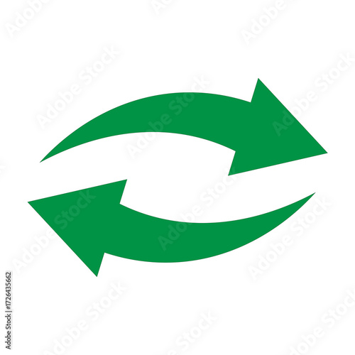 Two green curved arrows pointing in opposite directions, forming a circular loop.