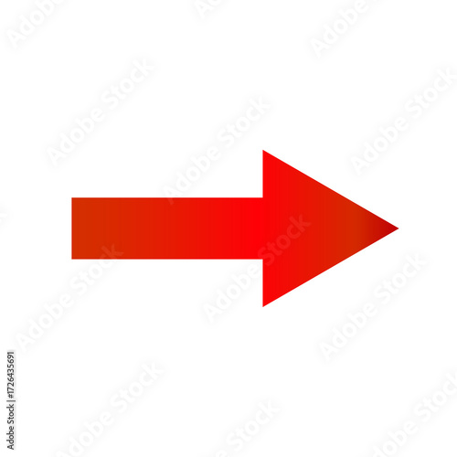 Simple red arrow pointing right, graphic design element.