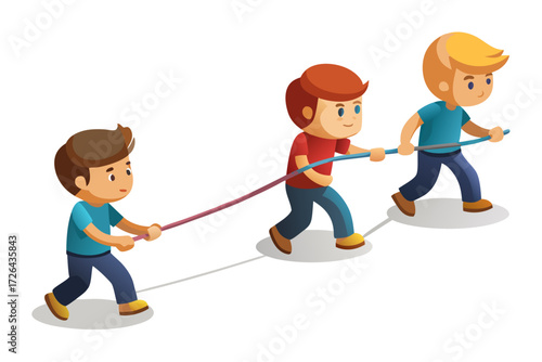 children playing tug of war