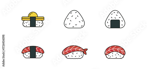 Sushi and onigiri illustrations