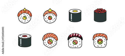 Sushi variety illustrations