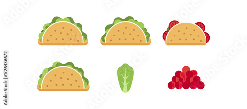 Taco illustration set with toppings