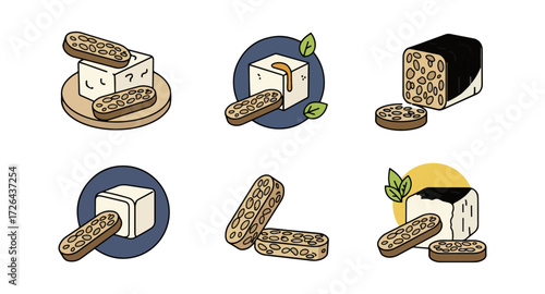 Tempeh food illustration set