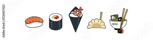 Variety of asian foods flat design