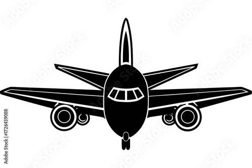Vector art of front view of a passenger airplane