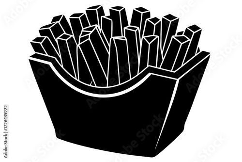 Vector art of silhouette of a box of french fries