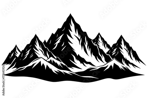 Vector art of mountain range with jagged peaks in vector format