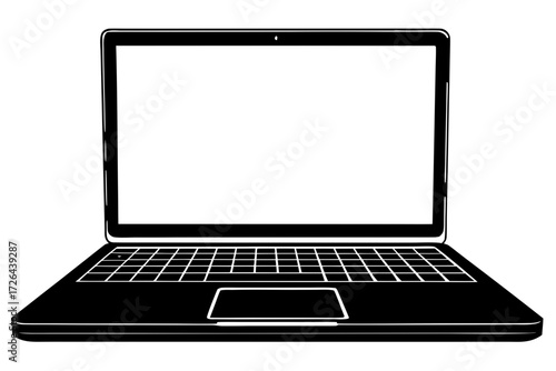 Vector art of laptop computer with blank screen in vector format