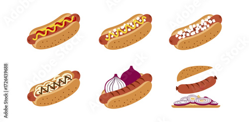 Various hot dogs and sandwiches