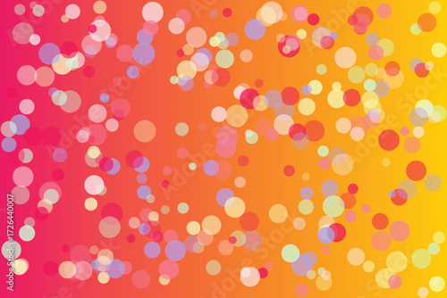 Gradient background with scattered translucent circles in pink orange yellow and purple bokeh
