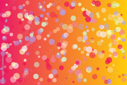 Gradient background with scattered translucent circles in red orange and yellow bokeh dots