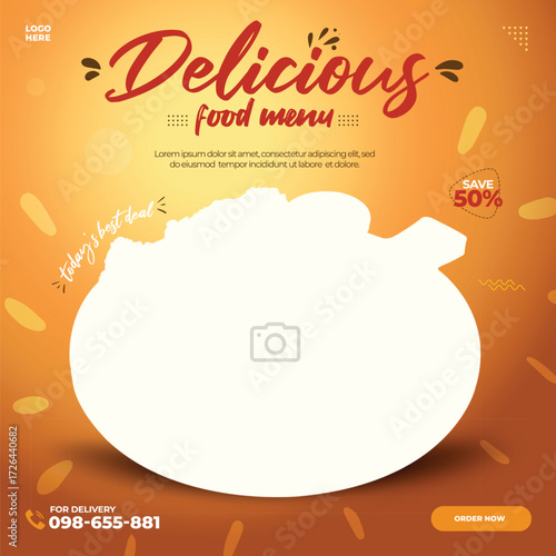 Delicious hot food special today s menu featuring fried chicken french fries and dipping sauce with a 50 off sale promotion