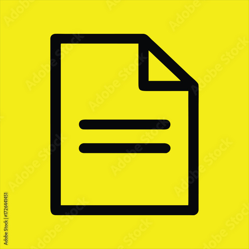 Document Icon – File and Writing Symbol on Yellow Background