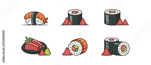 Various sushi types illustration