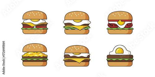 Various types of burgers