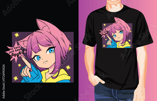 Neko girl anime t-shirt design