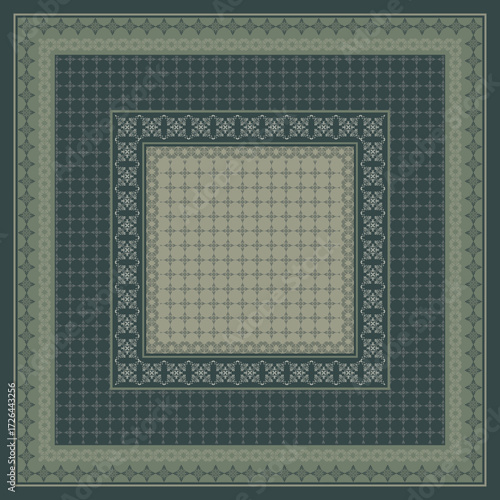 Elegant Geometric Floral Border Pattern Scarf Design