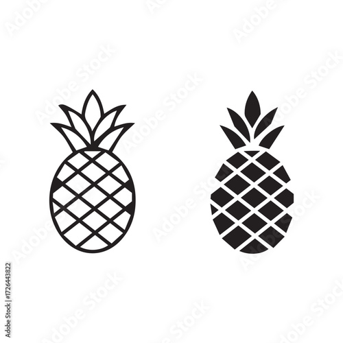 pineapple icon set, vector design
