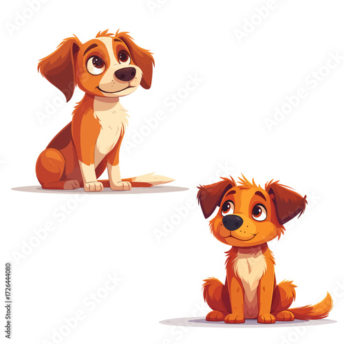 2匹の茶色い子犬セット