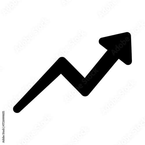ascending zigzag arrow glyph icon representing growth and progress