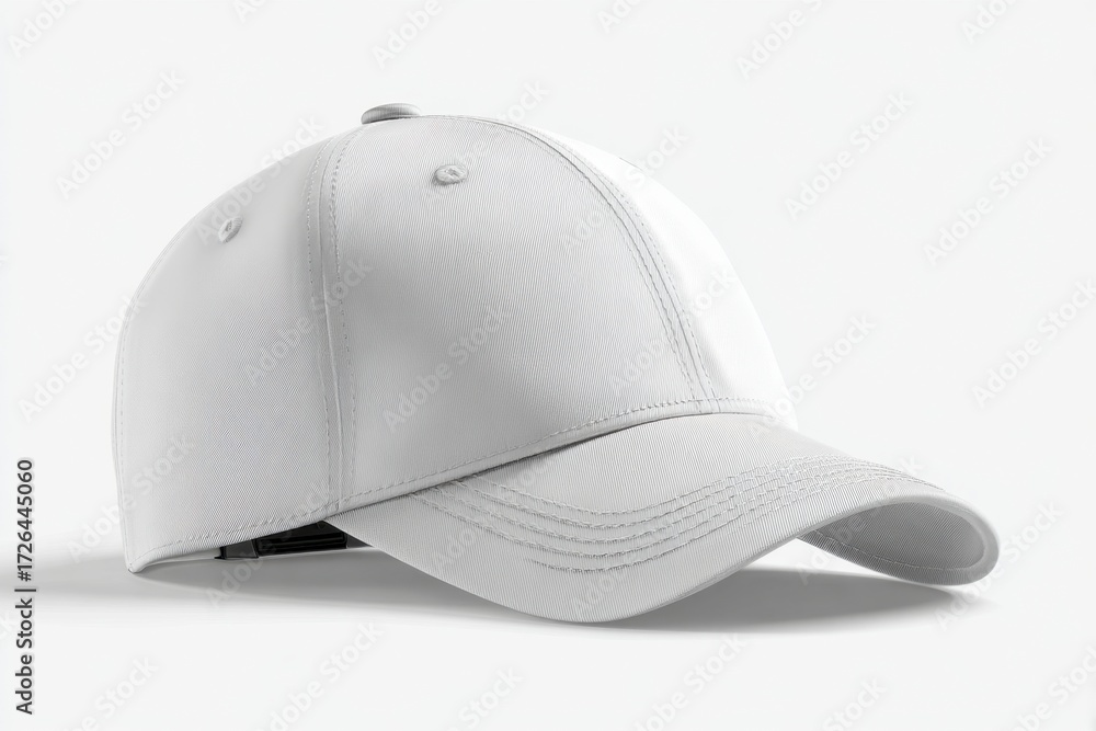 Fototapeta premium Simple White Baseball Cap on Clean Background for Casual Style