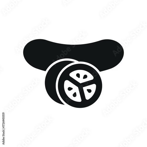 Cucumber icon in modern glyph for vegan, salad, and detox diet illustrations.
