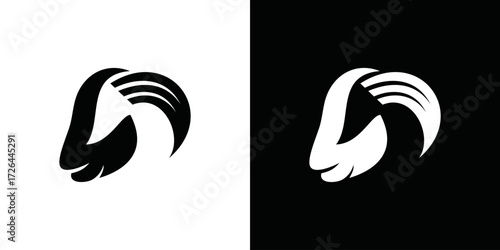 simple goat head logo vector