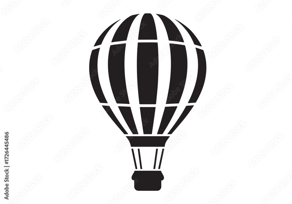 Fototapeta premium hot air balloon floating with a small cloud nearby silhouette solid black vector