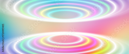 Vector abstract bright energetic futuristic iridescent multicolored soft gentle gradient with glowing circles. Wide banner. Dense mesh. Wallpaper or background