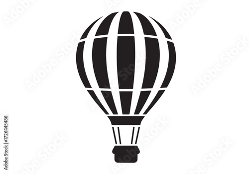 hot air balloon floating with a small cloud nearby silhouette solid black vector
