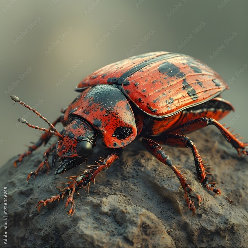 Naklejka premium red bug on a leaf