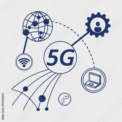 Modern 5g technology concept with icons and globe