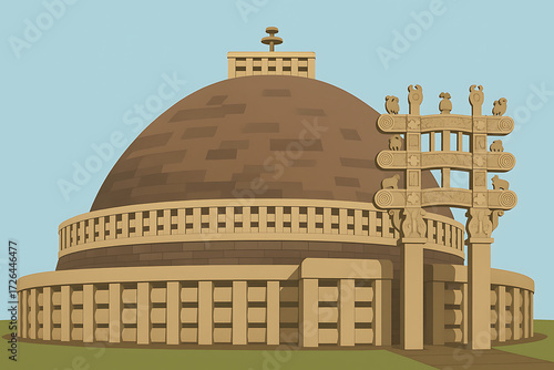 Sanchi Stupa Vector Art
