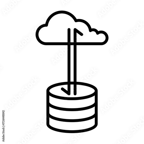Storage transmission Data Disk Hard disk HDD SSD Memory Cloud Link Computer Icon Logo Floppy Line Art
