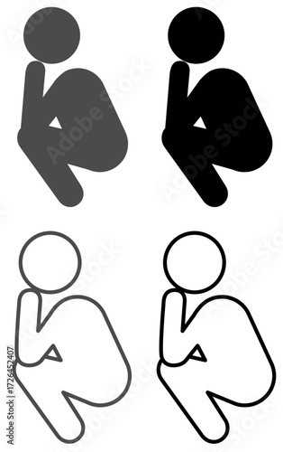 座り込んでほおづえついて思い悩む人、休憩