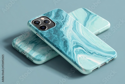 Elegant Blue Marble Phone Case Design on Soft Surface Background