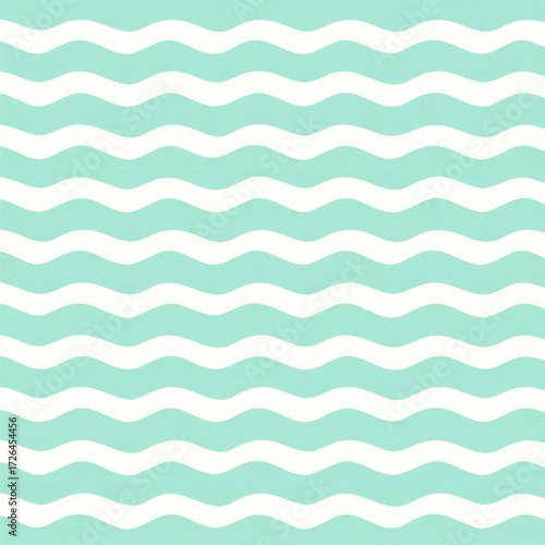 Mint Green Ripple Waves Seamless Pattern on Light Background