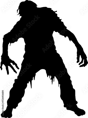 Zombie icon.Vector silhouettes of zombies isolated on white background. Silhouette elements of zombies pumpkins and haunted.