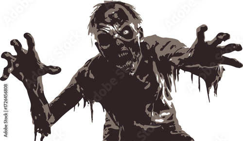 Zombie icon.Vector silhouettes of zombies isolated on white background. Silhouette elements of zombies pumpkins and haunted.
