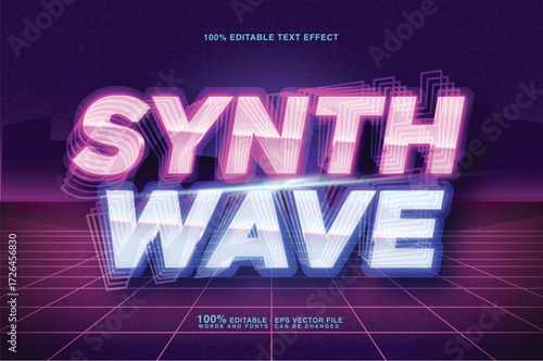 synth wave music text effect editable party and disco text style
