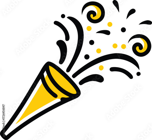 confetti popper vector illustration on white backg.eps