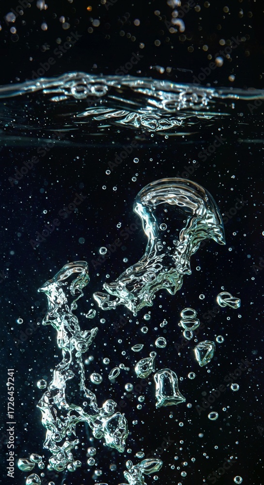 Obraz premium dollar symbol in water, Realistic underwater air bubbles on transparent background. Visual illustration of fizzy drink, sparkling beverage, diving deep into sea or ocean water, aqua splash, laundry de