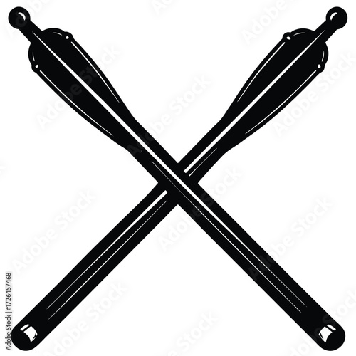 crossed drumsticks silhouette vector on white back.eps