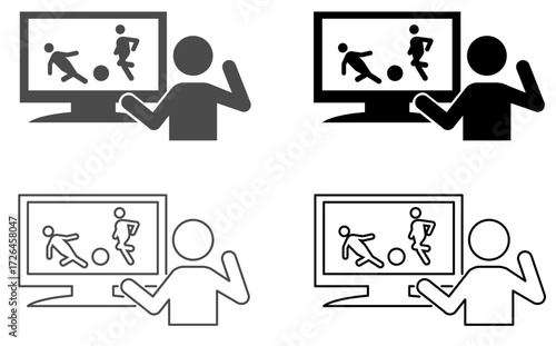 テレビでスポーツ観戦を楽しみ興奮する人