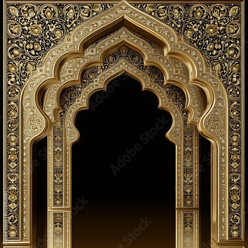 Ornate gold archway with intricate Islamic design