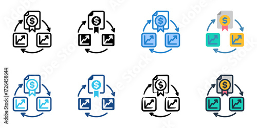 Arbitrage icon set multiple style collection 
