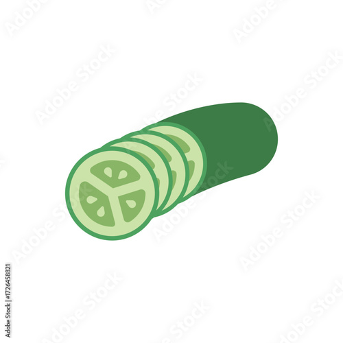 Cucumber icon in detailed color style for cooking, grocery, and eco design.