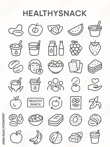 Healthy Snack Icons A Collection of Delicious and Nutritious Food Illustrations